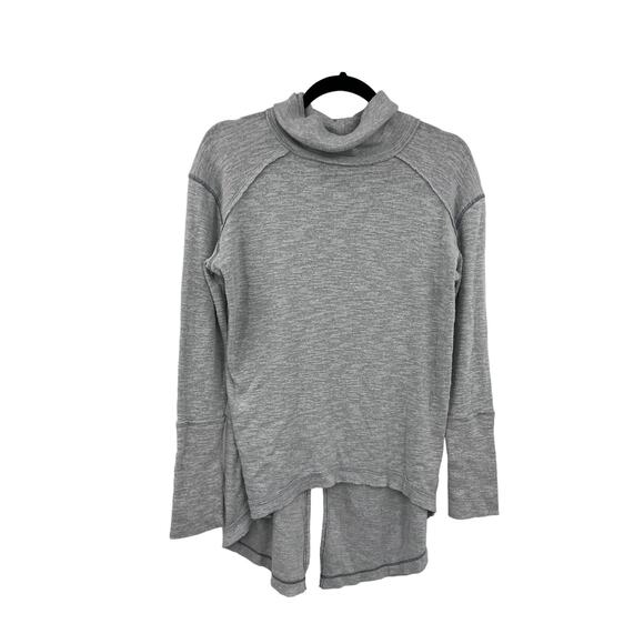 We the Free People Top Womens Small Long Sleeve Gray Split Back Turtleneck - Picture 1 of 6